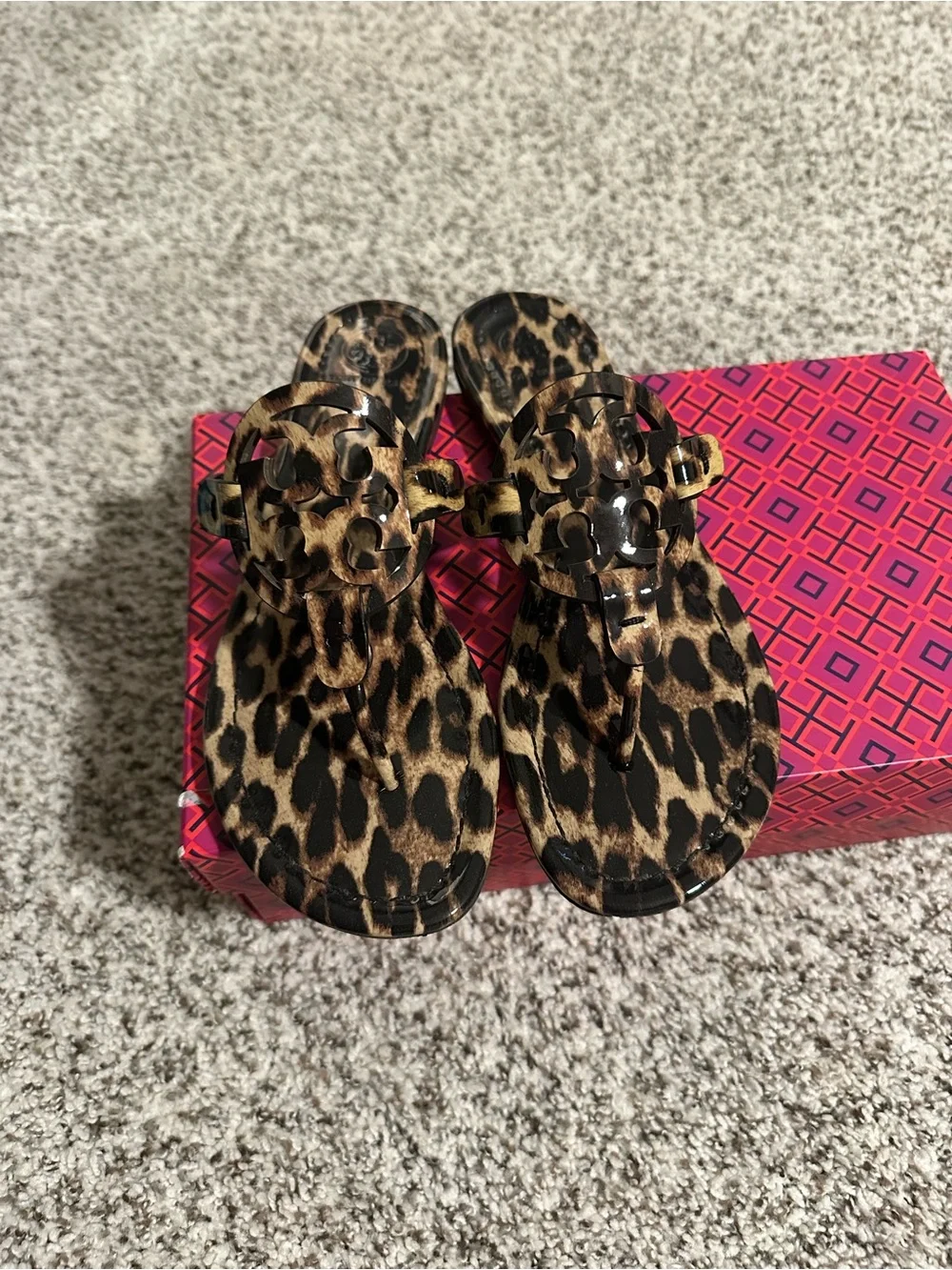 Tory Burch Leopard-Print  Logo Sandals